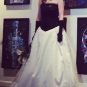 MUST GO Custom Black and Ivory Faille Silk Wedding Dress